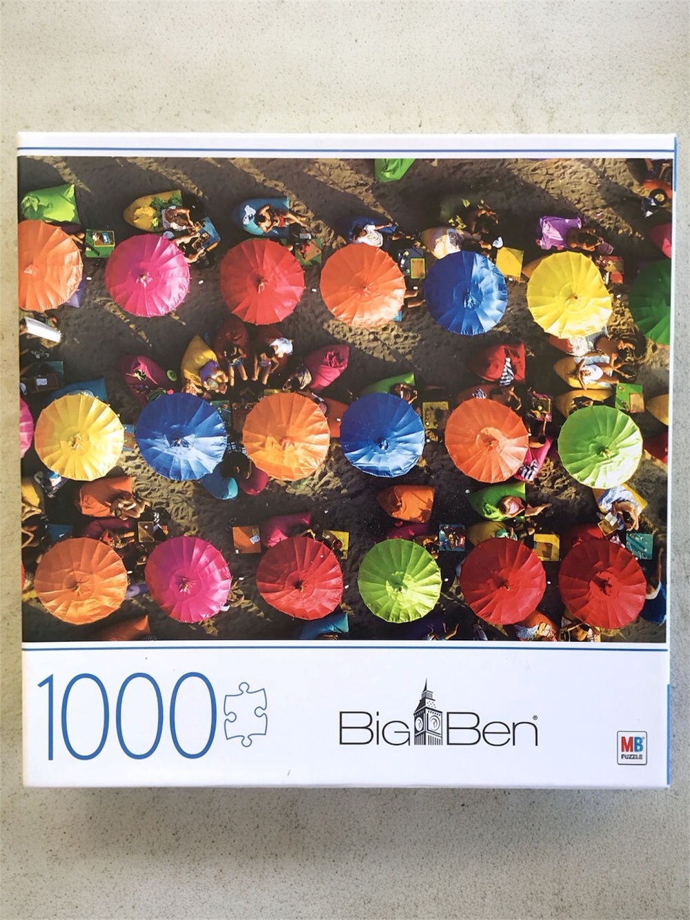 Big Ben Puzzle 1000 Pieces COMPLETE Colorful Umbrellas in Bali Beach Scene 2020